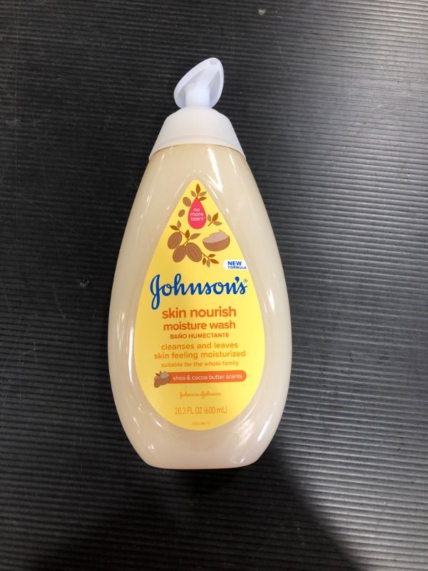 Photo 2 of Johnson's Skin Nourishing Moisture Baby Body Wash with Shea & Cocoa Butter, Hypoallergenic & Tear Free Baby Bath Wash, Paraben-, Dye-, Sulfate & Phthalate-Free, 20.3 fl. oz
