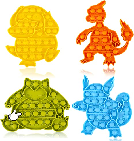 Photo 1 of 4 Pack Pop Sensory Toy Cheap Popper Set Anxiety Autism Stress Bubble Silicone Gift Tool Special Need Kid Boy Girl Teen Adult Friend ADHD Green Blue
