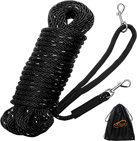 Photo 1 of ADCSUITZ Dog Training Leash Lead Long Rope -50FT Reflective Nylon Durable Heavy Duty Dog Leashes,Extender Yard Leash Great for Walking/Playing Outdoor,Easy Control for Small/Medium/Large Dogs & Lil' Bitz Hickory Smoked Beef Training Treats for All Dog Bre