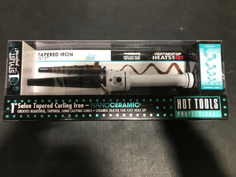Photo 1 of Hot Tools Professional Nano Ceramic Tapered Curling Iron for Shiny Curls, Medium 1/2 to 1 Inch
