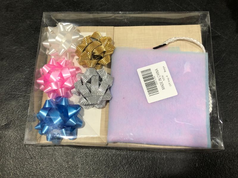 Photo 1 of 9" Medium Gift Bag with Gift Bow and Tissue Paper for Hanukkah, Christmas, Father's Day, Graduations, Birthdays and Weddings. (beige)
