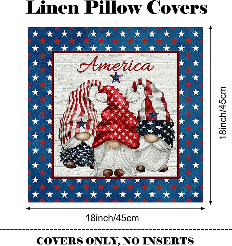 Photo 1 of 4th of July Decorations Pillow Covers 18x18 Set of 4 Independence Day Memorial Pillowcase American Flag Stars Throw Pillow Covers Freedom Patriotic Holiday Pillows Decor for Home Sofa Couch Bed Car
