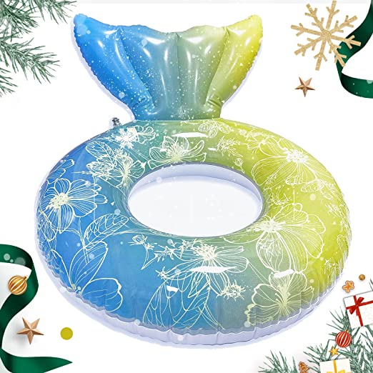 Photo 1 of RIYONHO Inflatable Mermaid Swimming Ring, with an Outer Diameter of 31.5 Inches, an Inner Diameter of 9.8 Inches, Fish Tail Features, Adult and Children Beach Water Toys and Pool Party Supplies.
