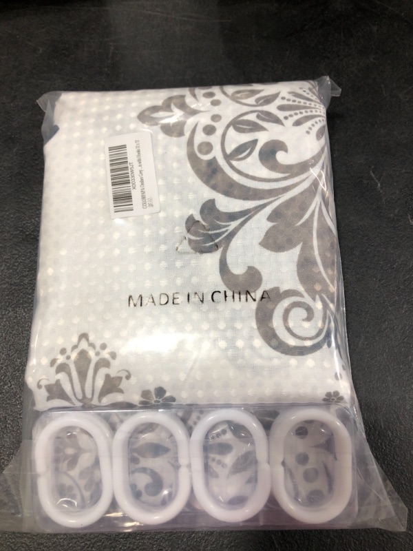 Photo 1 of COLORPAPA Ombre Grey Shower Curtain Boho Shower Curtains for Bathroom Paisley Floral Black and Grey Fabric Home Decor Waterproof Curtain Sets with Hooks 72 x 72
