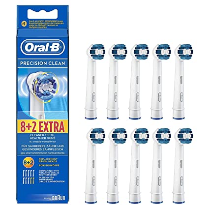 Photo 1 of Genuine Original Oral-B Braun Precision Clean Replacement Rechargeable Toothbrush Heads (10 Count) - International Version, German Packaging
