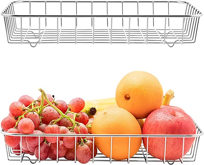 Photo 1 of 2pcs Fruit Basket Fruit Bowl Bread Basket Vegetable Holder, Kitchen Bathroom Countertop Organizer Drain Basket for Fruits Vegetables, Dish Drying Rack
