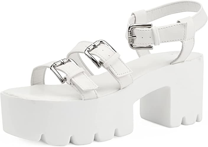 Photo 1 of Women's Chunky Platform Sandals in Open Toe Multi Buckle Ankle Strappy Block Heel
SIZE 7 