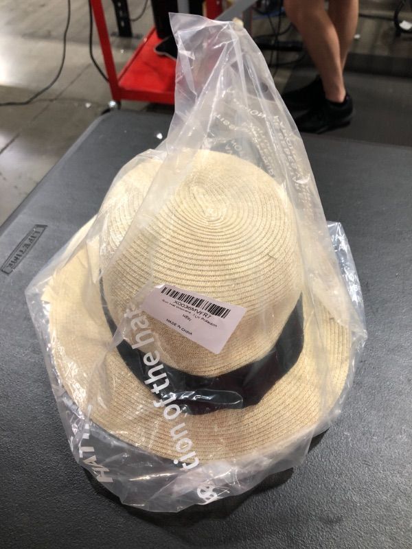 Photo 2 of Sun Hat Womens Wide Brim Straw Beach Hat with Lining Packable Foldable Summer Hat UV Protection
