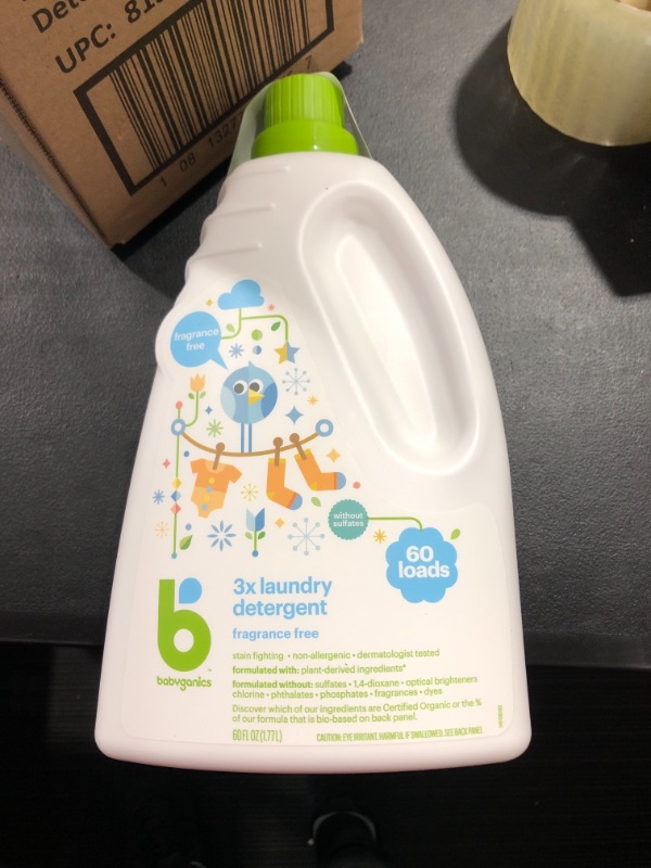 Photo 2 of Babyganics 3X Baby Laundry Detergent, Fragrance Free, 60oz, 
