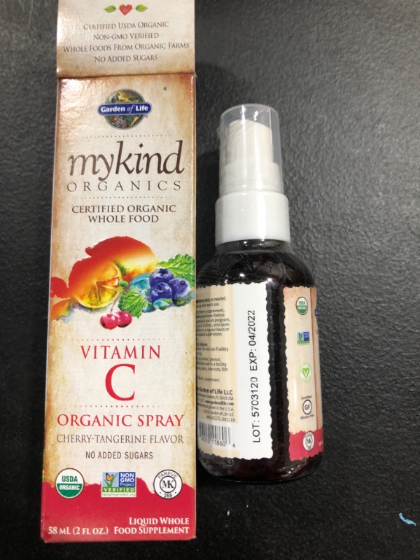 Photo 2 of Garden of Life Vitamin C with Amla - mykind Organic C Vitamin Whole Food Supplement for Skin Health, Cherry Tangerine Spray, 2Oz Liquid - Packaging May Vary, 2 Oz
BB 04 2022 