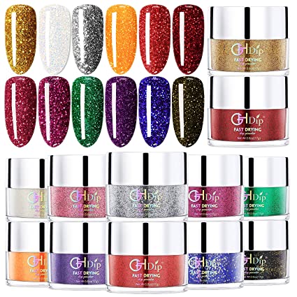 Photo 1 of GH Dipping Powder Starter Kit with 12 Glitter Colors Nail Dip Powder Kit Colors Set for Manicure Art(Not Include Base Top Coat and Activator) G6605
