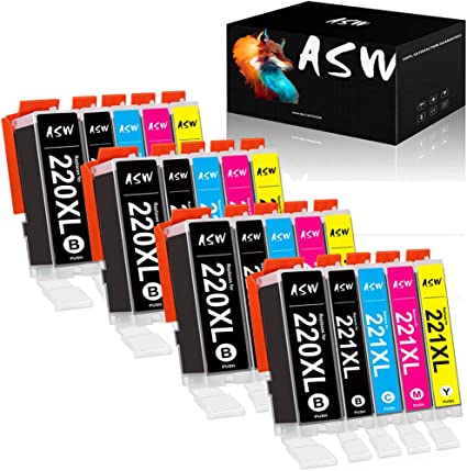 Photo 1 of ASW 220XL 221XL Compatible Ink Cartridge Replacement for Canon PGI-220 CLI-221 PGI-220XL CLI-221XL PIXMA PIXMA MX860 MX870 MP560 MP550 MP540 MP620 MP640 IP3600 IP4600 IP4700 (4BK+4PGBK+4C+4M+4Y)