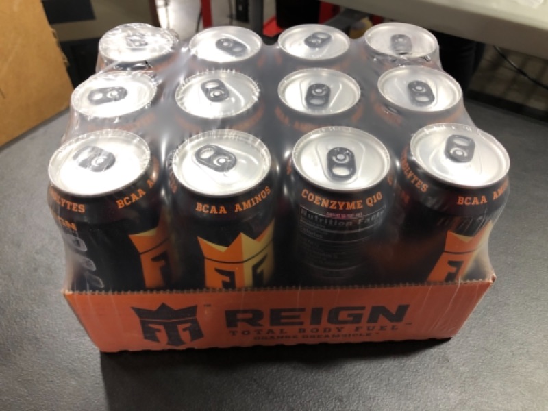 Photo 1 of (12 Cans) Reign Total Body Fuel Energy Drink, Orange Dreamsicle, 16 fl oz
EXPIRES 03/2024