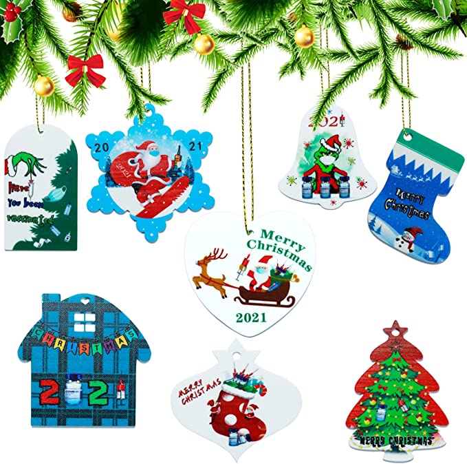 Photo 1 of 2 PACK Christmas Tree Ornaments 2021 Grinch Christmas Ornaments Acrylic 8Pcs with Gift Box, Holiday Decor Funny Farmhouse Rustic Country Cute Santa Claus Grinch Christmas Decorations Personalized Set A