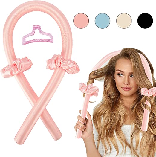 Photo 1 of 2 PACK Tik Tok Heatless Hair Curlers for Long Hair,Heatless Curling Rod Headband,No Heat Curlers You Can to Sleep in Overnight,Heatless Curls Headband,Soft Foam Hair Rollers for Natural Hair(Pink)