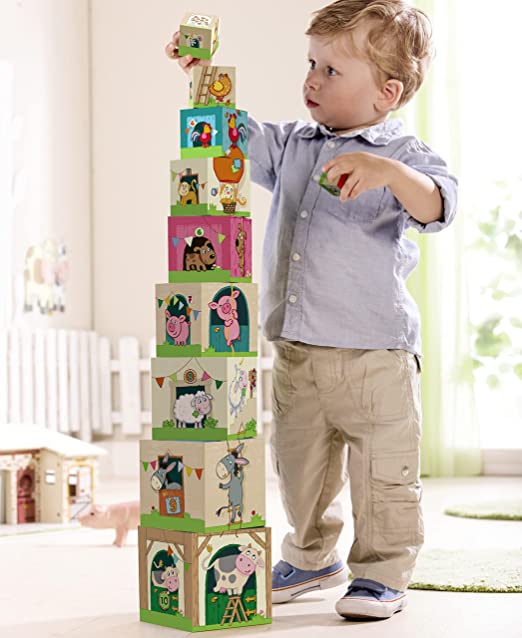 Photo 1 of HABA On the Farm Sturdy Cardboard Nesting & Stacking Cubes - Reinforcing Numbers 1 to 10