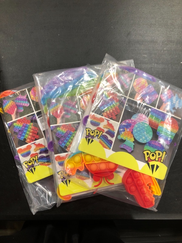 Photo 2 of BUNDLE OF THREE: 3 Packs Pop Bubble Fidget It Toy, Sensory Figit Set Silicone Cute Figetget Popit Toys, Autism Special Needs Stress Reliever, Cheap Popper Rainbow Lobster Crab Game It for Kids Adults