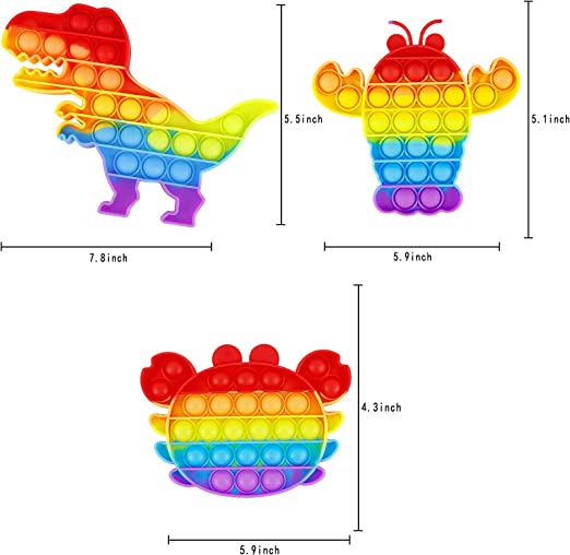 Photo 1 of BUNDLE OF THREE: 3 Packs Pop Bubble Fidget It Toy, Sensory Figit Set Silicone Cute Figetget Popit Toys, Autism Special Needs Stress Reliever, Cheap Popper Rainbow Lobster Crab Game It for Kids Adults