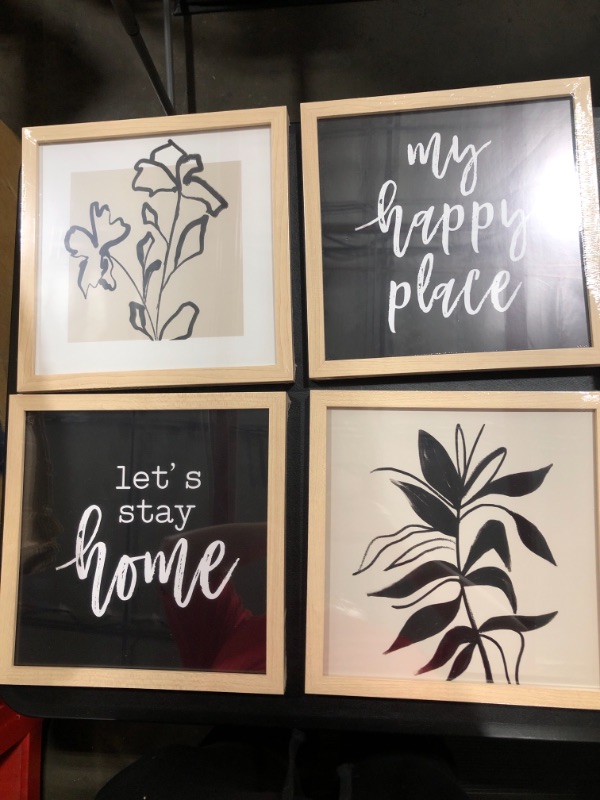 Photo 1 of ArtbyHannah 10x10 Picture Frame Collage Set, Square Botanical Framed Art for Wall Décor with Tropical Plants 4 Panels for Gallery Wall Kit or Home Decoration