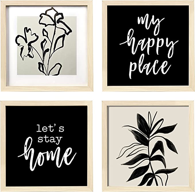 Photo 1 of ArtbyHannah 10x10 Picture Frame Collage Set, Square Botanical Framed Art for Wall Décor with Tropical Plants 4 Panels for Gallery Wall Kit or Home Decoration