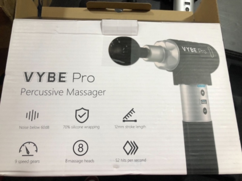 Photo 5 of Vybe Pro Muscle Massage Gun for Athletes - 9 Speeds, 8 Attachments - Powerful Handheld Deep Tissue Percussion Massager for Body, Back, Shoulder Pain - Quiet Portable Electric Therapy Fascia Gun