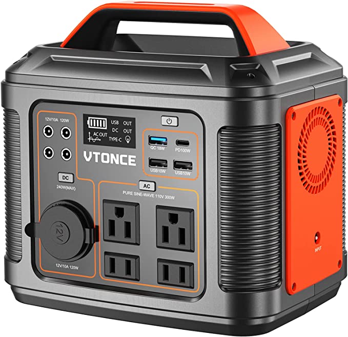 Photo 1 of Portable Power Station 300W, VTONCE 296Wh Solar Generator Quick Charge / 110V AC Outlets/DC Ports and LED Flashlight, Emergency Backup Lithium Battery for Home Outdoor Travel Camping Blackout