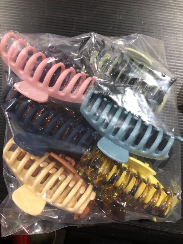 Photo 2 of 12 Color Large Matte Hair Claw Clips - 4.3 Inch Nonslip Big hair clamps, Perfect Jaw Hair Accessories for Women Thick Hair