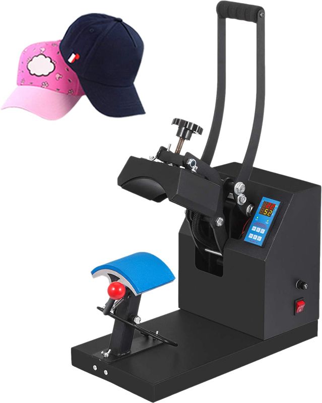 Photo 1 of VEVOR Heat Press 6x3.75Inch Curved Element Hat Press Clamshell Design Heat Press for Hats Rigid Steel Frame No Stick Digital LCD Timer and Temperature Control (6x3.75Inch Clamshell Design)
