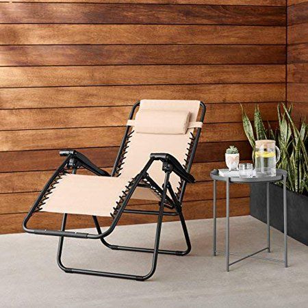 Photo 1 of Basics Outdoor Zero Gravity Lounge Folding Chair, Beige
