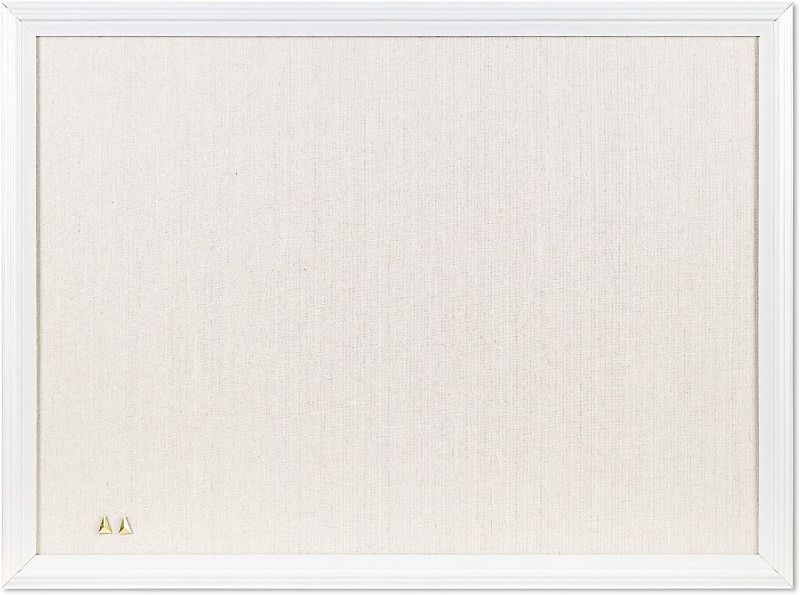 Photo 1 of U Brands Linen Cork Linen Bulletin Board, 17 x 23 Inches, White Wood Frame (3264U00-01)
