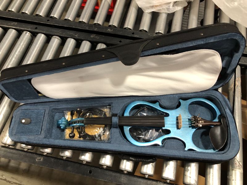 Photo 2 of Aileen 4/4 Blue Electric Violin VE008B, Include FOAMED CASE + BOW + HEADPHONE + ROSIN