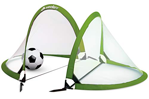 Photo 1 of Collapsible Soccer Goal Set of 2 with Travel Bag - Ultra Portable 4 Foot Instant Pop Up Football Goal Nets for The Beach| Playground | Backyard | Camping - Kids Soccer Training Nets
