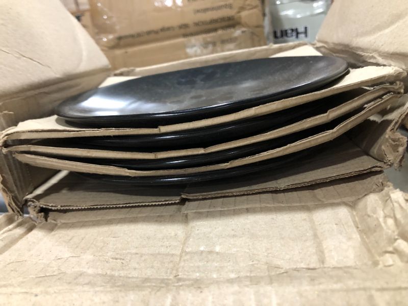 Photo 1 of 8" 4 piece ceramic plate set. Black