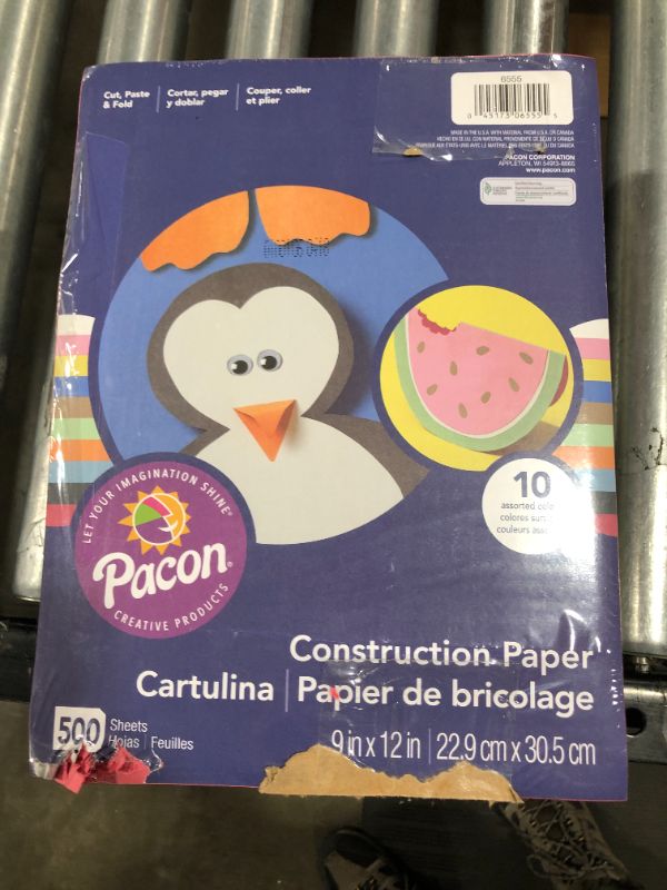 Photo 2 of Pacon - Rainbow Super Value Construction Paper Ream, 45 lb, 9 x 12, Assorted - 500 Sheets