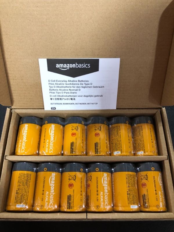 Photo 2 of Amazon Basics 12 Pack D Cell All-Purpose Alkaline Batteries, Easy to Open Value Pack