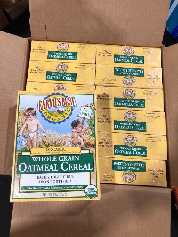 Photo 2 of Earth's Best Organic Infant Cereal, Whole Grain Oatmeal Cereal, 8 oz Box (Pack of 12)
EXPIRES SOON! *10DEC2022*