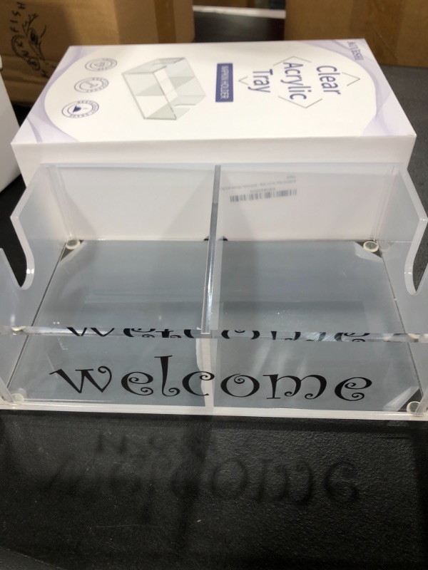 Photo 2 of Acrylic Clear Napkin Holder,Guest Towel Holder 3-in-1 Movable Design 9"x 5.5"