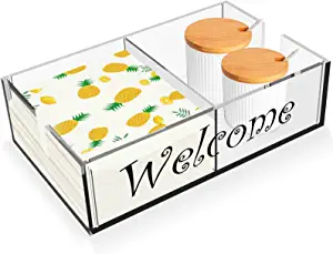 Photo 1 of Acrylic Clear Napkin Holder,Guest Towel Holder 3-in-1 Movable Design for Bathroom Cocktail,Guest Towel Basket and Guest Towel Napkin Holder Dispenser Tray for bathroom ,Rectangle 9"x 5.5"