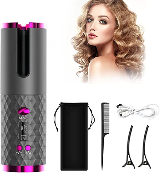 Photo 1 of Unbound Cordless Auto Rotating Ceramic Hair Curler USB Rechargeable Automatic Curling Iron LED Display Temperature Wave Curler