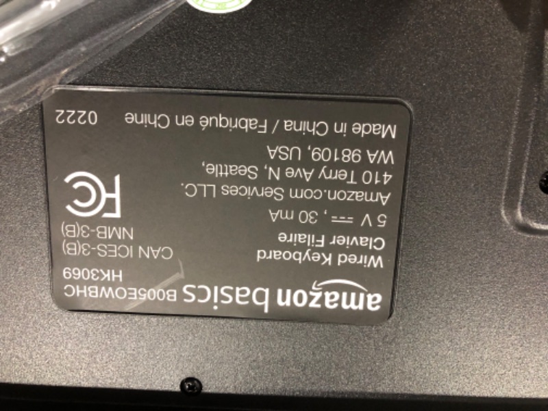 Photo 1 of Amazon Basics Low-Profile Wired USB Keyboard with US Layout (QWERTY), Matte Black