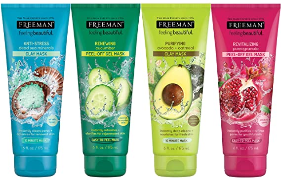 Photo 1 of Freeman Facial Mask Variety Bundle for Skin Care, Peel Off Face Masks with Clay + Dead Sea Minerals 6 fl oz, 4 Pack
