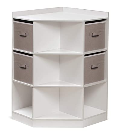 Photo 2 of Badger Basket Corner Cubby Toy Storage Unit for Kids with 4 Removable Baskets, White/Gray. OPEN BOX. 
