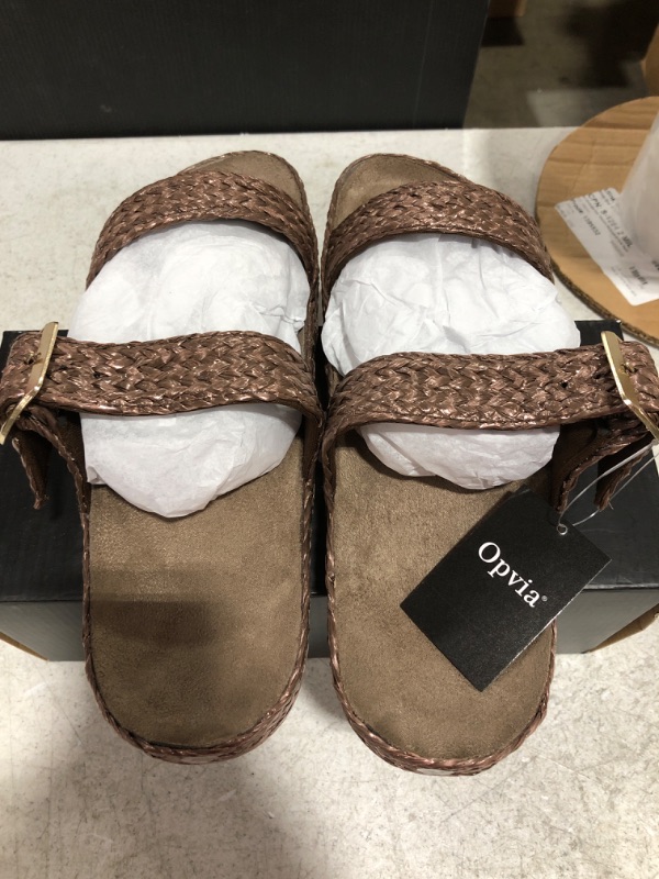 Photo 3 of OPVIA WOMEN'S SANDALS, BROWN, SIZE 41. 