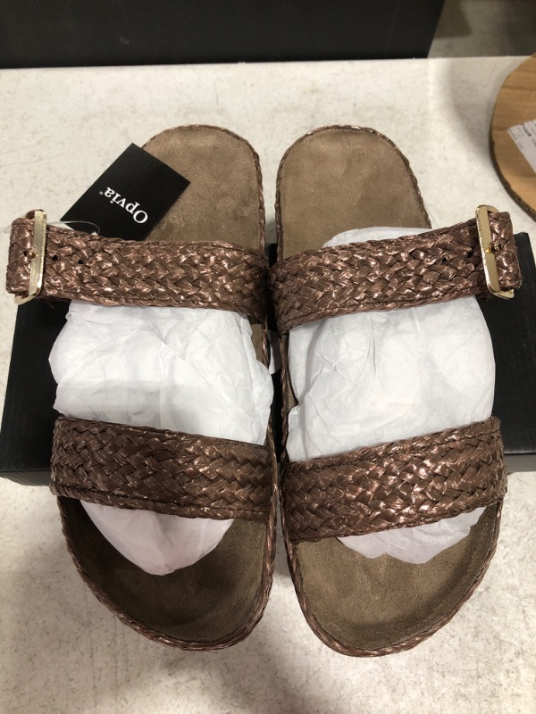 Photo 1 of OPVIA WOMEN'S SANDALS, BROWN, SIZE 41. 