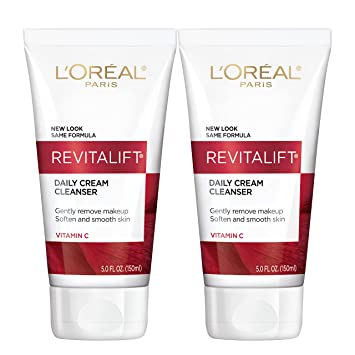 Photo 1 of L'Oreal Paris Skincare Revitalift Radiant Smoothing Wet Facial Cream Cleanser with Vitamin C, Gentle Makeup Remover, Face Wash for All Skin Types, 2 count
