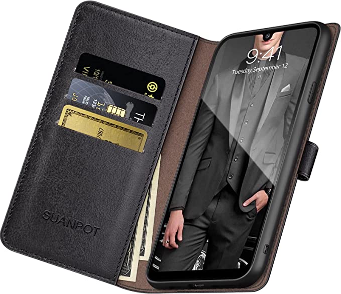 Photo 1 of SUANPOT for Samsung Galaxy A32 5G Wallet case RFID Blocking Credit Card Holder, Flip Book Phone case Folio Cover for Women Men for Samsung A32 case Wallet Cellphone PU Leather case Black
