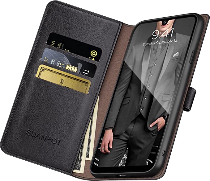 Photo 2 of SUANPOT for Samsung Galaxy A32 5G Wallet case RFID Blocking Credit Card Holder, Flip Book Phone case Folio Cover for Women Men for Samsung A32 case Wallet Cellphone PU Leather case Black
