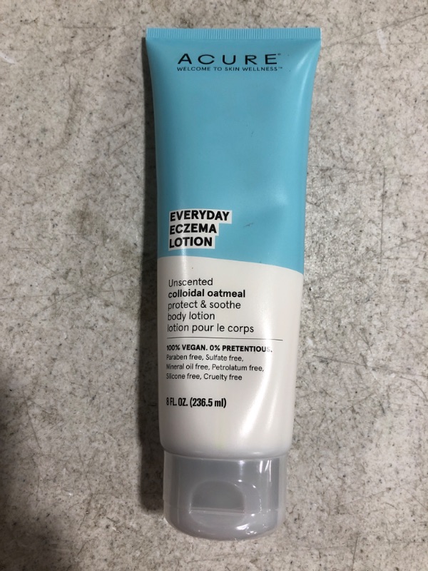 Photo 1 of Acure Everyday Eczema Lotion 100% Vegan for Sensitive & Easily Irritated Skin 2% Colloidal Oatmeal & Cocoa Butter, Unscented, 8 Fl Oz
