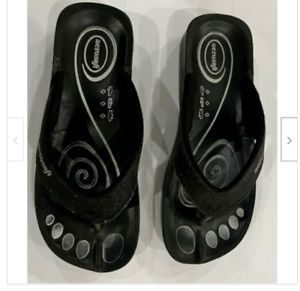 Photo 1 of Aerosoft Black Glitter Sandals Womens Size 8 New
