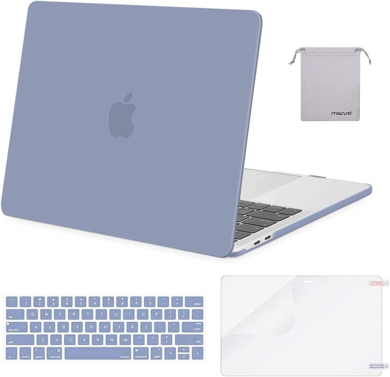 Photo 1 of MOSISO Compatible with MacBook Pro 13 inch Case M2 2022, 2021, 2020-2016 A2338 M1 A2251 A2289 A2159 A1989 A1708 A1706, Plastic Hard Shell&Keyboard Cover&Screen Protector&Storage Bag, Lavender Gray
